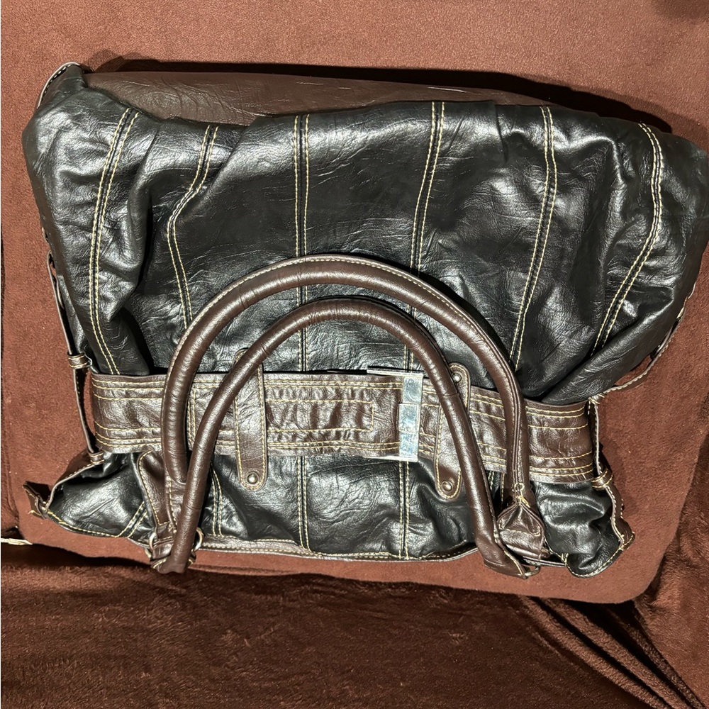 Boho Style Shoulder Bag Women's Black/Brown - Picture 7 of 13